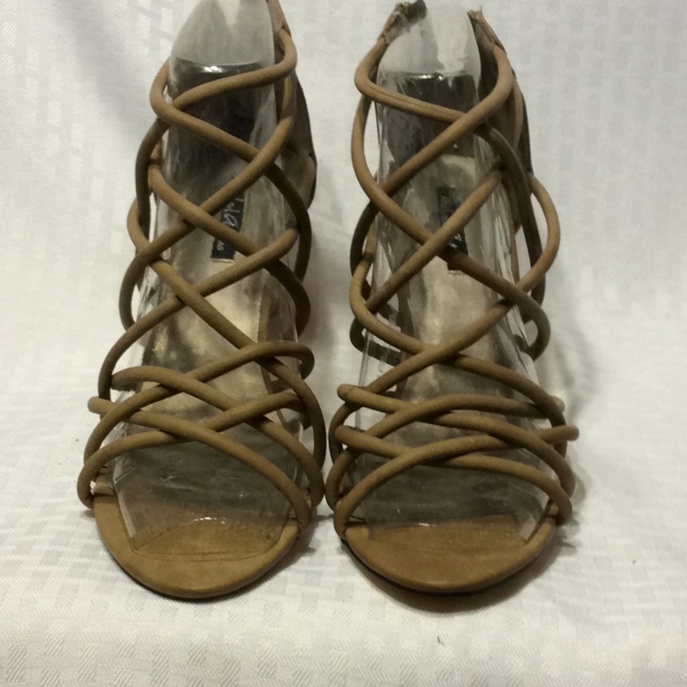 Michael Antonio Tan Suede Sandals Heels